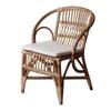 Cadeira de Rattan para Plantas Estilo Wabi-Sabi Cadeira de Jantar para Casa do Sudeste Asiático com Braços e Encosto Cadeira Individual Vintage para Pousada Hotel