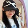 Gorra de béisbol con lazo dulce para la vuelta al cole para mujer 2024 Nueva gorra de visera circunferencia de cabeza grande ala ancha que hace la cara pequeña protección solar