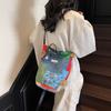 Bolso de Lona de Gran Capacidad para Mujer Primavera y Verano Combinación con Todo 2025 Nuevo Diseño Nicho Contraste de Color Bolso Bandolera de Hombro Bolso Tipo Cubo