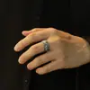 Anillo Retro Americano Mano de Dios para Hombre, Anillo Abierto Vintage Oscuro Desgastado, Anillo Trendy y Único para Dedo Índice