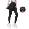 Pantalones de Yoga Calientes con Forro Polar para Mujer, de Cintura Alta, Levanta Glúteos, Falsos de Dos Piezas, Pantalones con Forro Polar para Fitness, Correr, Entrenamiento, Pantalones Deportivos, Pantalones Largos