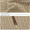 Suéter de punto grueso para hombre color avena, diseño de trenzas, cuello alto, estilo pullover holgado, estilo moderno de otoño/invierno para hombre