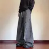 Calça Casual de Veludo Cotelê Estilo Retrô Americano para Homens, Tendência Primavera e Outono High Street Solta Estilo Preguiçoso Perna Larga Reta Longa