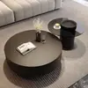 Mesa de café redonda de pizarra de lujo ligero estilo italiano para sala de estar, adecuada para apartamentos pequeños, juego de mesa de té de alta gama minimalista moderno