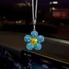 Bestseller transfronterizo: Lindo colgante de girasol para coche con pedrería, pequeño adorno colgante de flor de margarita para el espejo retrovisor interior del coche