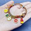 Xizang Dios de la Riqueza de cinco vías pulsera de cuerda de mano nudo de melocotón cuerda de mano tejida para pareja cuerda roja femenina de tirar hilo de cinco colores