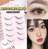 Pingdu Little Devil Juego de 5 Pares 009 Pestañas Postizas Naturales de una Sola Pieza Estilo Cómico con Puntas Exteriores Rizadas