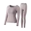Conjunto térmico sem costura de manga longa para embelezamento da pele com bojos, blusa base invisível, camada base para embelezamento da pele, roupa íntima ultrafina que retém o calor