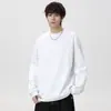 Camiseta de Manga Larga Talla Grande para Hombre Otoño 2026 Nuevo Estilo Americano Color Sólido Diseño Desestructurado Cuello Redondo Sudadera Capa Base