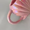Caneca de Cerâmica Criativa com Concha Transfronteiriça Xícara de Café Presente de Alto Padrão Xícara de Cerâmica Chá da Tarde Personalização de Natal