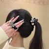 Anillos para el Cabello de Perla Mariposa de Cristal Cuerda para la Cabeza Payon de Temperamento para Mujer Cuerda para el Cabello de Tendón de Goma con Cabeza de Bola de Alta Elasticidad Anillos para el Cabello de Intestino Delgado