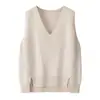 Chaleco 100% Cachemir Puro para Mujer, Fabricante de la Ciudad de Ordos, Mongolia Interior, Chaleco de Lana sin Mangas, Chaleco de Punto con Cuello en V