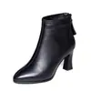 Botines de moda para mujer petite 2026 nuevos botines de punta tacones altos otoño e invierno forrados de felpa botas delgadas engrosadas botas de tacón grueso