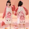 Ropa de noche Cinnamoroll para niños de comercio exterior, estilo otoño e invierno, franela de vellón de coral grueso, ropa para el hogar para niñas pequeñas y bebés