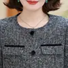Nueva chaqueta corta de estilo otoñal para mujer, abrigo sin cuello moderno y de alta gama para madres, top elegante para mujeres de mediana edad y mayores