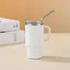Taza de coche mini de 4 oz para viajes transfronterizos con asa, taza de hielo de acero inoxidable al vacío, taza de café portátil para exteriores con pajita