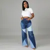 Fabricante Direto Estoque Disponível Outono Novo Cruzamento Europeu e Americano Elástico Tamanho Grande Calça Wide Leg Feminina Jeans Duas Cores Atacado