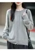 Suéter de punto de lana sin costuras de una sola pieza para mujer, nuevo estilo otoño/invierno, con un cárdigan de punto de cachemira cepillada de cuello redondo, una prenda exterior versátil