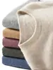 Suéter de Punto Cómodo para Otoño e Invierno con Cuello Redondo Suéter Base Suéter de Cachemira de Color Puro Estilo Nuevo para Hombre 2025