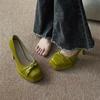 Sapatos de Plataforma Impermeáveis Franceses Elegantes para Mulheres 2025 Primavera e Verão Nova Moda Versátil Bico Raso Mary Jane Salto Alto