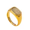 Joyería de Acero Titanio Moda Transfronteriza, Anillo de Acero Inoxidable Geométrico de Lujo Ligero Incrustado con Diamante Fundido, Anillo Simple y Versátil para el Dedo Índice