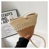 Bolso de paja para mujer, bolso de playa tipo cubo de verano 2022, mini bolso de hombro de moda con perlas, bolso pequeño estilo Mori de moda.