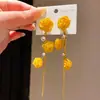 Pendientes de Flor Calada con Borla de Zircón Aguja de Plata Estilo Festivo Pendientes Frescos y Sencillos Pendientes de Nicho de Alta Gama para Mujer