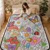 Manta DIY para Colorear Personalizada Transfronteriza Dibujo a Líneas Blanco y Negro Manta de Graffiti Manta de Pintura Interactiva Padre-Hijo para Niños Amazon