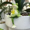 Tanque de Peces de Vidrio Colgante de Rana de Simulación Borde de Maceta de Flores de Jardín al Aire Libre Colgante Adornos de Animales Decorativos