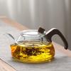 Tetera de té para el hogar con separador de agua, tetera Yunxi con mango de madera, vidrio de borosilicato de alta calidad con filtro.