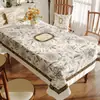 Toalha de mesa para sala de jantar estilo americano, à prova d'água, à prova de óleo, lavável, resistente ao calor, base de mesa de PVC, luxo leve, toque de alta qualidade, protetor de superfície de mesa de centro