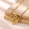 Pingente de colar de aço inoxidável europeu e americano com pérola, cobra, coração, banhado a vácuo em ouro 18K, colar personalizado com cauda de peixe e flor