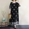 Bata de Noche de Algodón y Seda con Estampado Vintage para Mujer, Manga Corta de Verano, Corte Holgado, Tallas Grandes, Vestido Estilo Vacaciones para Mujeres de Mediana Edad y Mayores