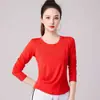 Top de Dança Quadrada Manga Longa Roupa de Yoga Top Camiseta Roupa de Dança Outono Esportes Fitness Roupa de Secagem Rápida Roupa de Dança