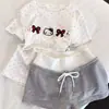 Pijama Desenho Animado Estilo Coreano Ins para Mulheres, Novo Estilo de Verão, Conjunto Fofo de Roupa para Casa de Dormitório Estudantil Que Pode Ser Usado Fora