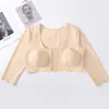 Europa y Estados Unidos transfronterizo hebilla frontal sin aro de acero recogido ropa interior deportiva de yoga fitness correr antivibración manga de siete puntos tipo ajuste