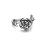 Anillo Retro de Flor de Rosa para Hombres y Mujeres, Anillo Vivo de Moda Retro Simple y Exquisito de Acero de Titanio con Diseño Antiguo