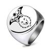 Europa y Estados Unidos transfronterizo nuevo anillo retro 22MM láser águila lobo punk personalidad todo partido anillo de acero inoxidable