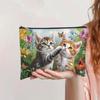 Bolsa de Maquillaje Vintage para Gatos de Venta Caliente Transfronteriza Lona con Cremallera Gran Capacidad Estuche para Lápices Almacenamiento de Cosméticos Bolsa Lavable a Mano