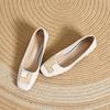 Zapatos de Salón para Mujer, Primavera 2026, Estilo Francés, Tacones Altos Elegantes, Punta Cuadrada, Tacón Medio Grueso Cómodo, Piel Genuina, Cómodos y que Aumentan la Altura