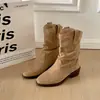 Botines Marrones de Punta Fina con Tacón Grueso para Mujer, Nuevo Estilo Otoño 2026, Adelgazantes, Retro, Estilo Coreano, Botas Mallard