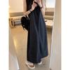 Verano Nicho Elegante Cuello Redondo Sin Mangas Espalda Descubierta Con Cordones Casual Holgado Vestido Chaleco de Mezclilla Mujer