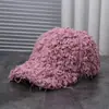 Gorra de Béisbol Decorativa de Terciopelo con Partículas de Seda y Rayas de Felpa Estilo Coreano Talla Grande Cómoda Cálida Adelgazante para la Cara