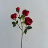 Ramo de Rosas Sonrientes de 4 Cabezas de Alta Calidad, Rosa Pequeña Retro, Accesorios para Ramo de Boda en Casa, Ramo de Flores Artificiales de Seda