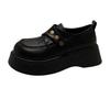 Novos Sapatos Pequenos de Couro para Aumentar a Altura 2025, Sapatilhas Femininas, Estilo Britânico Mary Jane de Outono, Mocassins Pretos com Solado Grosso