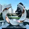 Escultura Abstrata de Flor de Begônia em Aço Inoxidável com Imitação de Jade Feita Sob Medida para Escritórios de Vendas, Hotéis, Fontes Quadradas e Ornamentos Circulares