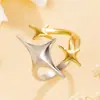 Anel Cruzado Popular Fresco Estilo Férias Multi-Elemento Estrela Flor Folha Feminino Aberto Aço Inoxidável Suprimento de Joias