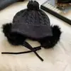 Protección Auditiva Otoño e Invierno Felpa Engrosada Sombrero Lei Feng Circunferencia de Cabeza Grande Hace que la Cara se Vea Más Pequeña Cálido Protección contra el Frío Tejido de Lana Sombrero de Punto para Mujer
