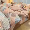 Conjunto de Roupa de Cama Quatro Peças de Algodão Escovado Espesso Lavável à Máquina Capa de Edredom de Algodão Puro Conjunto de Três Peças Universal para Todas as Estações Quarto de Estudante