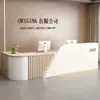 Mostrador de recepción de empresa de estilo chino nuevo, mostrador de recepción, caja registradora, mostrador de vestíbulo, escritorio de oficina pequeño, moderno y sencillo para tienda